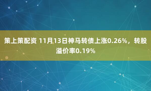 策上策配资 11月13日神马转债上涨0.26%，转股溢价率0.19%